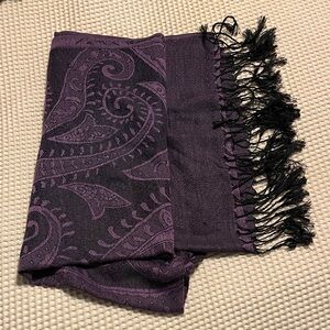 Purple Paisley Scarf with Fringe